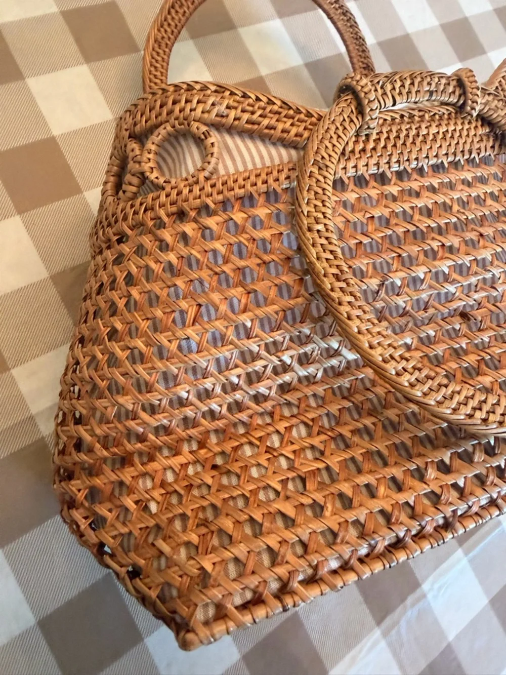 Anthropologie Bali Squared Bag Purse Rattan Beach - Picture 4 of 9